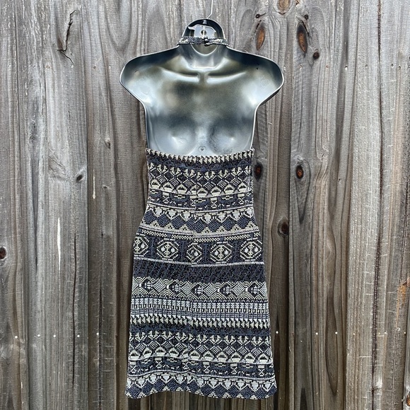 Bebop metallic black and silver backless halter mini dress size small NWT - Picture 2 of 6